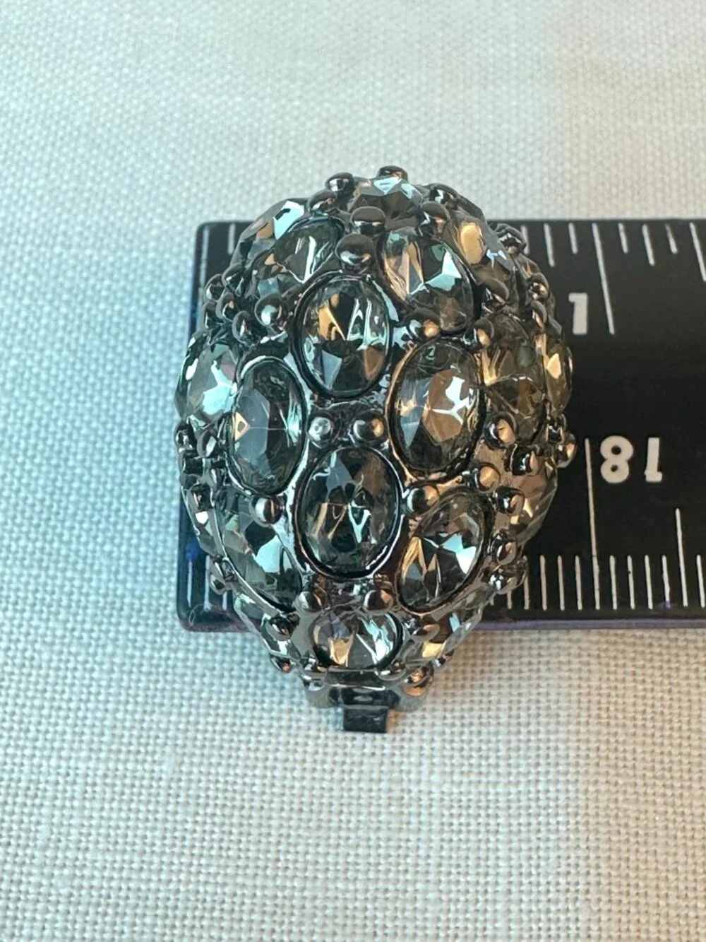 Kenneth Jay Lane Pave Crystal Gunmetal Clip-on Dome Earrings - Picture 6 of 8
